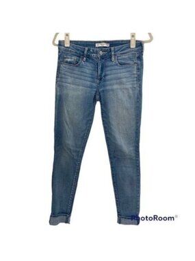Abercrombie & Fitch Skinny Cuffed Ankle Jeans Distressed Blue Size 2 Regular